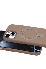 Newface Apple iPhone 15 Regal Magsafe Standlı Kapak - Çöl Titanyum - Görsel 4