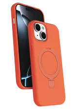 Newface Apple iPhone 15 Regal Magsafe Standlı Kapak - Turuncu