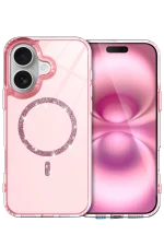 Newface Apple iPhone 16 Live Diamond Magsafe Kapak - Pembe