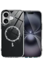 Newface Apple iPhone 16 Live Diamond Magsafe Kapak - Siyah