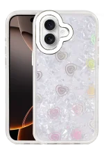 Newface Apple iPhone 16 Lumi Desenli Kapak - Beyaz