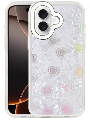 Newface Apple iPhone 16 Lumi Desenli Kapak - Beyaz