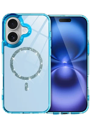 Newface Apple iPhone 16 Plus Live Diamond Magsafe Kapak - Mavi