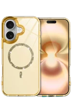 Newface Apple iPhone 16 Plus Live Diamond Magsafe Kapak - Sarı