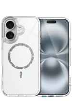 Newface Apple iPhone 16 Plus Live Diamond Magsafe Kapak - Şeffaf