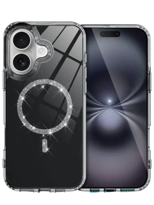 Newface Apple iPhone 16 Plus Live Diamond Magsafe Kapak - Siyah