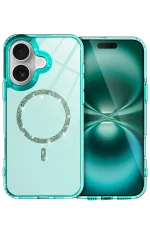 Newface Apple iPhone 16 Plus Live Diamond Magsafe Kapak - Yeşil