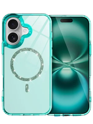 Newface Apple iPhone 16 Plus Live Diamond Magsafe Kapak - Yeşil