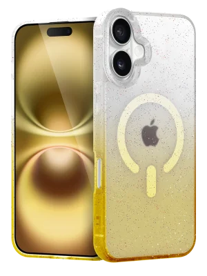 Newface Apple iPhone 16 Plus Pummel Shiny Magsafe Kapak - Gold