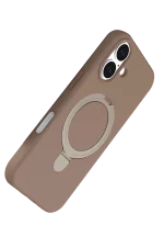 Newface Apple iPhone 16 Plus Regal Magsafe Standlı Kapak - Çöl Titanyum - Görsel 4