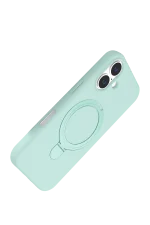 Newface Apple iPhone 16 Plus Regal Magsafe Standlı Kapak - Su Yeşili - Görsel 3