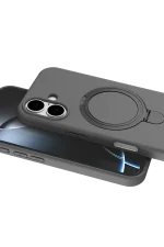 Newface Apple iPhone 16 Plus Regal Magsafe Standlı Kapak - Titan Gri - Görsel 2