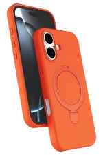 Newface Apple iPhone 16 Plus Regal Magsafe Standlı Kapak - Turuncu
