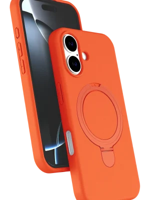 Newface Apple iPhone 16 Plus Regal Magsafe Standlı Kapak - Turuncu
