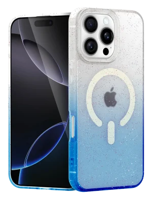 Newface Apple iPhone 16 Pro Max Pummel Shiny Magsafe Kapak - Mavi