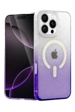 Newface Apple iPhone 16 Pro Max Pummel Shiny Magsafe Kapak - Mor