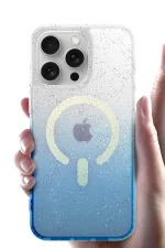 Newface Apple iPhone 16 Pro Pummel Shiny Magsafe Kapak - Mavi - Görsel 4