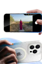 Newface Apple iPhone 16 Pro Pummel Shiny Magsafe Kapak - Siyah - Görsel 5