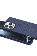 Newface Apple iPhone 16 Pro Regal Magsafe Standlı Kapak - Lacivert - Görsel 4