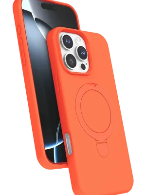 Newface Apple iPhone 16 Pro Regal Magsafe Standlı Kapak - Turuncu