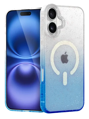 Newface Apple iPhone 16 Pummel Shiny Magsafe Kapak - Mavi