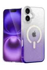 Newface Apple iPhone 16 Pummel Shiny Magsafe Kapak - Mor