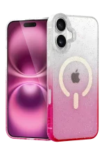 Newface Apple iPhone 16 Pummel Shiny Magsafe Kapak - Pembe