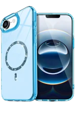 Newface Apple iPhone 16E Live Diamond Magsafe Kapak - Mavi