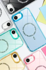 Newface Apple iPhone 16E Live Diamond Magsafe Kapak - Sarı - Görsel 4