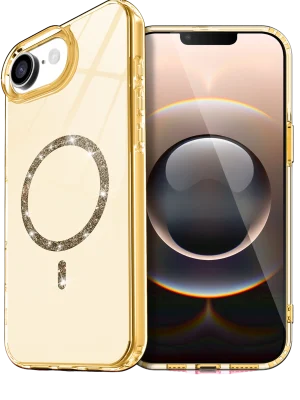 Newface Apple iPhone 16E Live Diamond Magsafe Kapak - Sarı