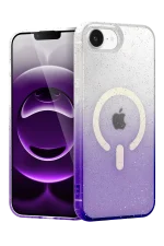 Newface Apple iPhone 16E Pummel Shiny Magsafe Kapak - Mor