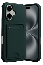 Newface Apple iPhone 17 Kelvin Kartvizitli Silikon - Koyu Yeşil