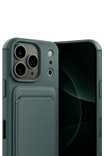 Newface Apple iPhone 17 Pro Kelvin Kartvizitli Silikon - Koyu Yeşil - Görsel 2