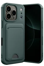 Newface Apple iPhone 17 Pro Kelvin Kartvizitli Silikon - Koyu Yeşil