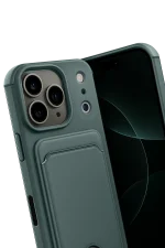 Newface Apple iPhone 17 Pro Kelvin Kartvizitli Silikon - Koyu Yeşil - Görsel 3