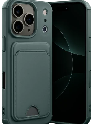 Newface Apple iPhone 17 Pro Kelvin Kartvizitli Silikon - Koyu Yeşil