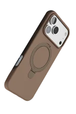 Newface Apple iPhone 17 Pro Regal Magsafe Standlı Kapak - Çöl Titanyum - Görsel 5