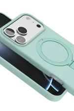 Newface Apple iPhone 17 Pro Regal Magsafe Standlı Kapak - Su Yeşili - Görsel 3