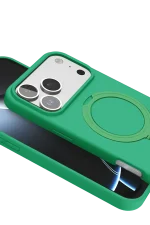 Newface Apple iPhone 17 Pro Regal Magsafe Standlı Kapak - Yeşil - Görsel 5