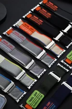 Newface Apple Watch 38mm Alice Kumaş Kordon - Gri-Kırmızı - Görsel 2