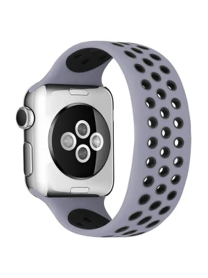 Newface Apple Watch 38mm Ayarlı Delikli Silikon Kordon - Gri-Siyah