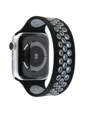 Newface Apple Watch 38mm Ayarlı Delikli Silikon Kordon - Siyah-Gri