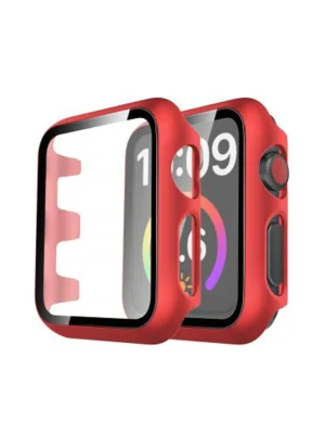 Newface Apple Watch 38mm Camlı Kasa Ekran Koruyucu - Kırmızı