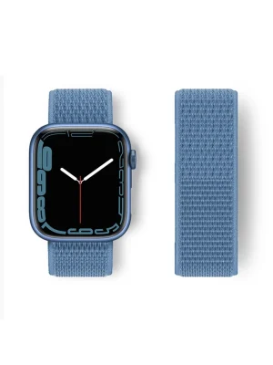 Newface Apple Watch 38mm Hasırlı Cırtcırtlı Kordon - Mavi