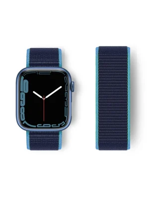 Newface Apple Watch 38mm Hasırlı Cırtcırtlı Kordon - Mavi-Lacivert