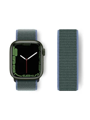 Newface Apple Watch 38mm Hasırlı Cırtcırtlı Kordon - Mavi-Yeşil