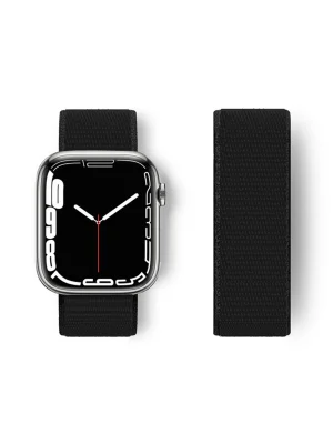 Newface Apple Watch 38mm Hasırlı Cırtcırtlı Kordon - Siyah
