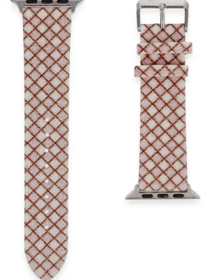 Newface Apple Watch 38mm Karo Motif Kordon - Pembe