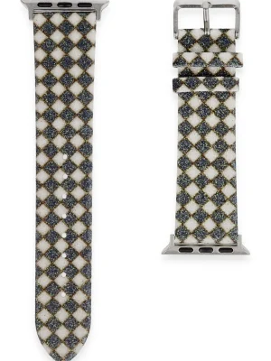 Newface Apple Watch 38mm Karo Motif Kordon - Siyah