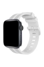 Newface Apple Watch 38mm KR408 Çizgili Silikon Kordon - Beyaz